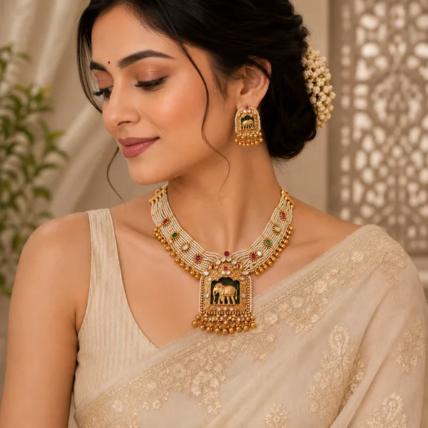 White_Brass_Silver_Plated_Beautiful_Uncut_2_Line_Necklace_Set_With_Maangtika_For_Women_And_Girls