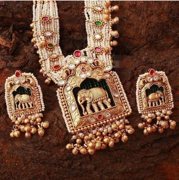 White_Brass_Silver_Plated_Beautiful_Uncut_2_Line_Necklace_Set_With_Maangtika_For_Women_And_Girls