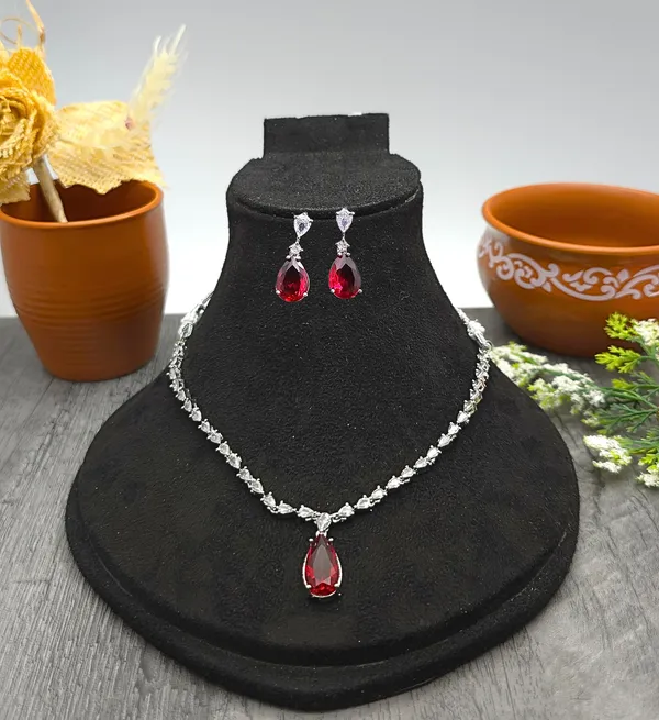 White_Brass_Silver_Plated_Beautiful_Uncut_2_Line_Necklace_Set_With_Maangtika_For_Women_And_Girls