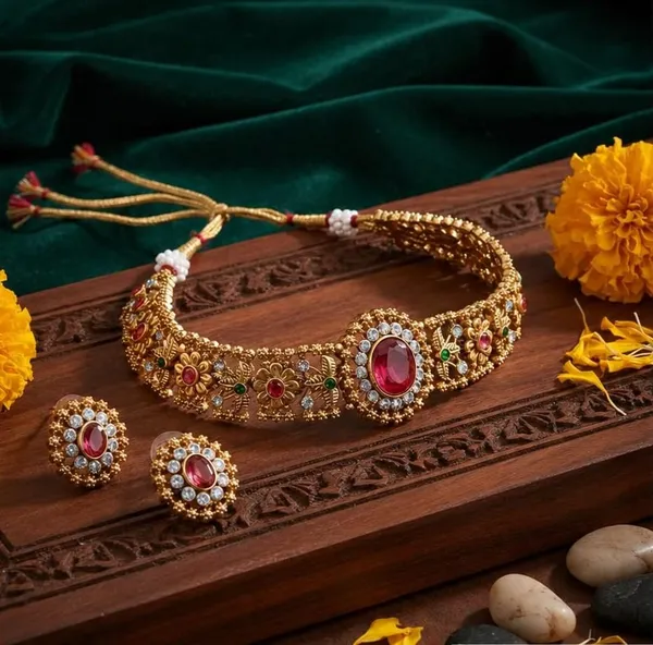 Rajwadi_Ruby_Gold-Plated_Choker_/_Rani_Saheba_Premium_Choker_Set_for_Women_
