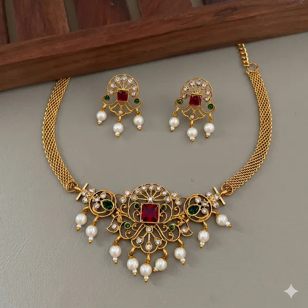 Royal_Ruby_Pearl_Antique_Necklace_Set_/_choker_set_for_Women