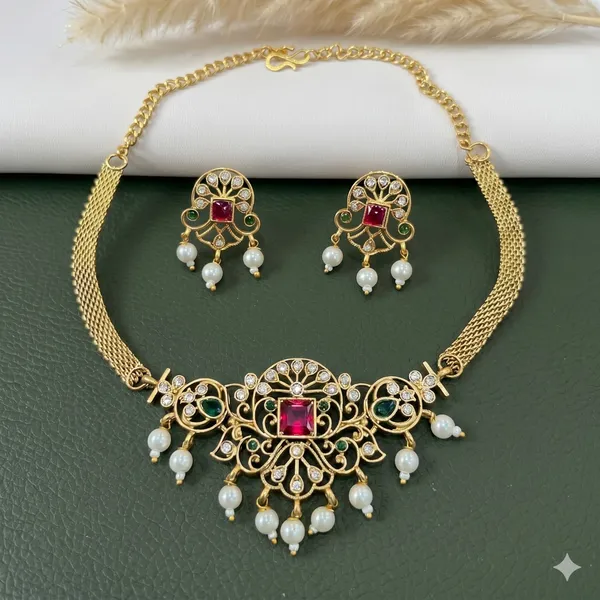 Royal_Ruby_Pearl_Antique_Necklace_Set_/_choker_set_for_Women