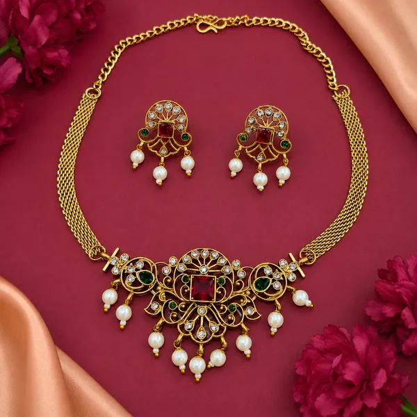 Royal_Ruby_Pearl_Antique_Necklace_Set_/_choker_set_for_Women