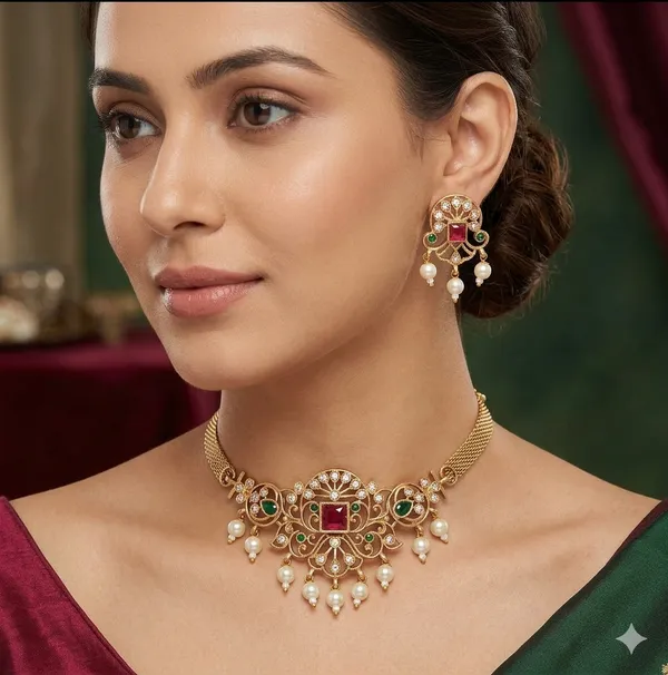 Royal_Ruby_Pearl_Antique_Necklace_Set_/_choker_set_for_Women