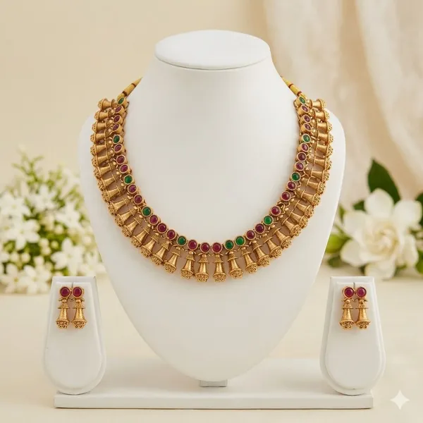 South_Indian_Bridal_Choker_/_Necklace_Set_for_Women__|_Festive_Ethnic_Statement_Jewelry_Set