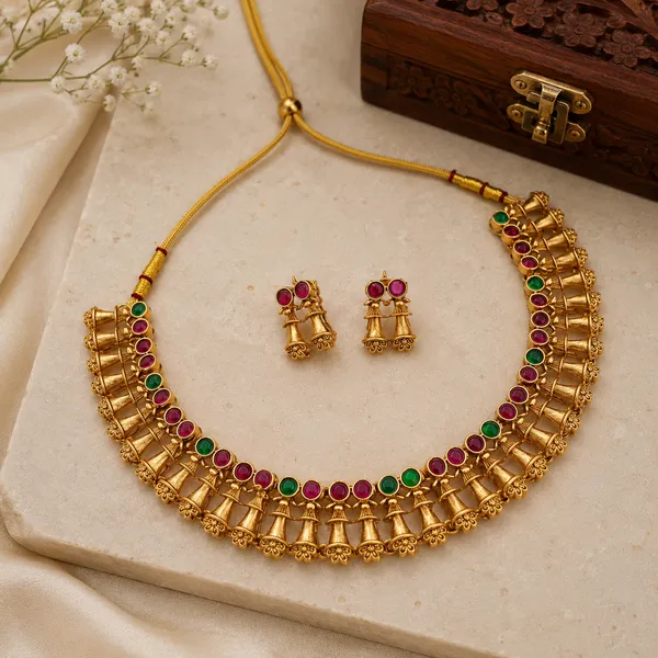 South_Indian_Bridal_Choker_/_Necklace_Set_for_Women__|_Festive_Ethnic_Statement_Jewelry_Set