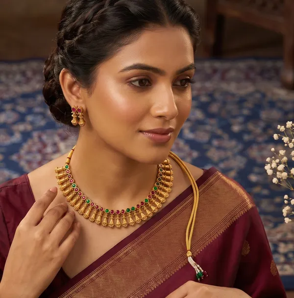 South_Indian_Bridal_Choker_/_Necklace_Set_for_Women__|_Festive_Ethnic_Statement_Jewelry_Set