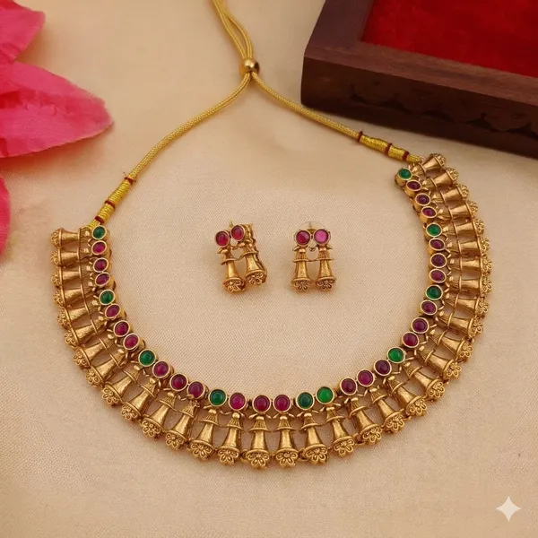South_Indian_Bridal_Choker_/_Necklace_Set_for_Women__|_Festive_Ethnic_Statement_Jewelry_Set