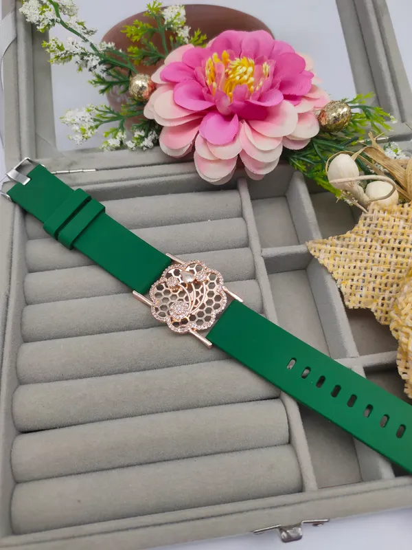 Rose_Gold_Plated_Wrist_Watch_Style_Belt_Bracelet_For_Women_And_Girls