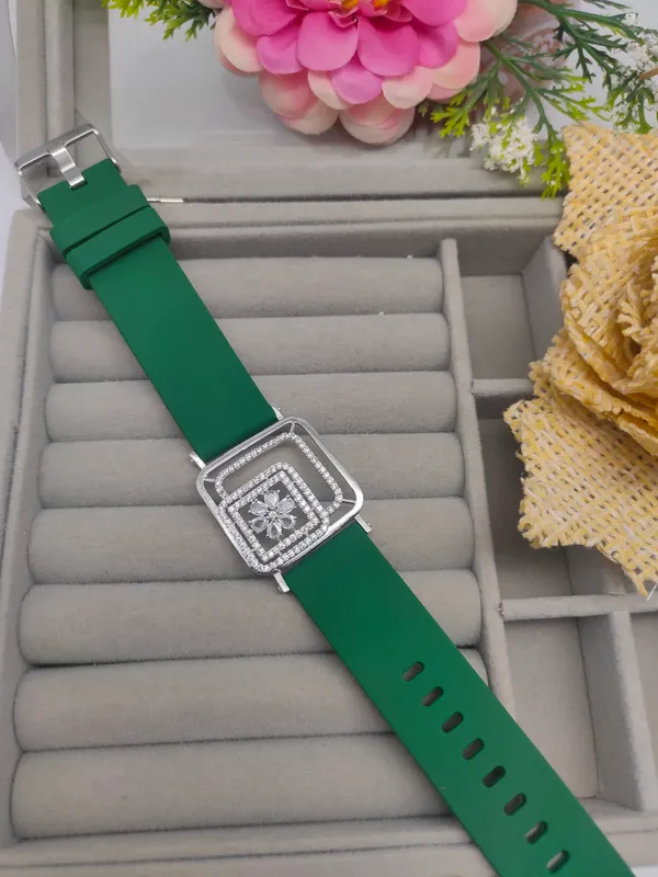 Silver_Plated_Wrist_Watch_Style_Belt_Bracelet_For_Women_And_Girls