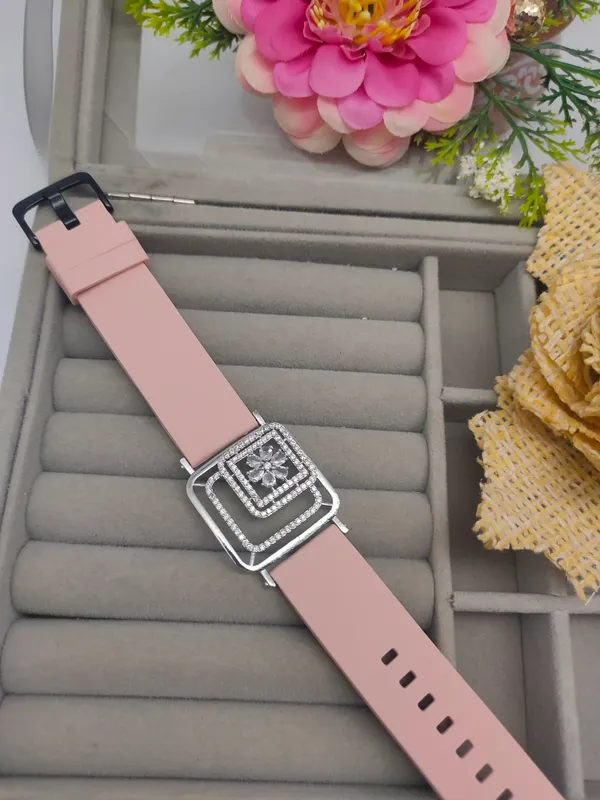 Silver_Plated_Wrist_Watch_Style_Belt_Bracelet_For_Women_And_Girls