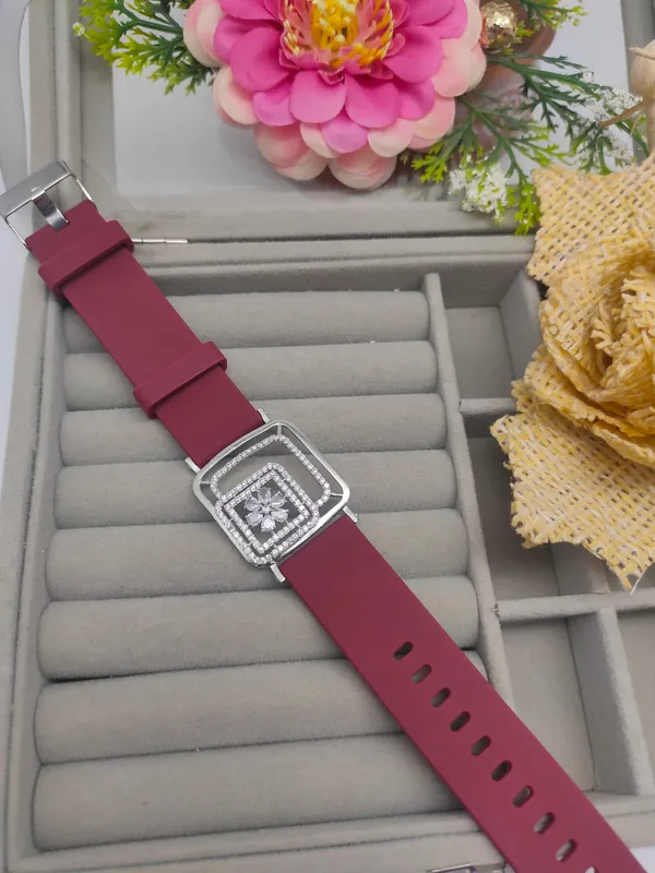 Silver_Plated_Wrist_Watch_Style_Belt_Bracelet_For_Women_And_Girls