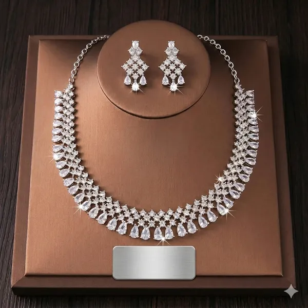 White_Brass_Silver_Plated_Beautiful_Uncut_2_Line_Necklace_Set_With_Maangtika_For_Women_And_Girls