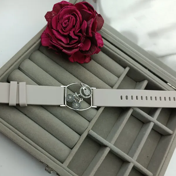 Silver_Plated_Wrist_Watch_Style_Belt_Bracelet_For_Women_And_Girls