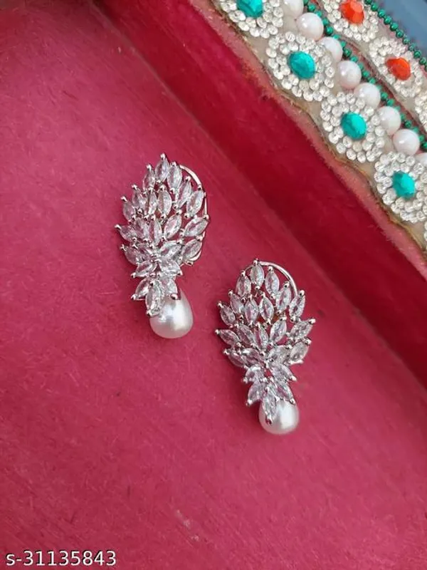 Pearl_White_Brass_Silver_Plated_Classy_American_Diamond_Stud_Earrings_For_Women_And_Girls