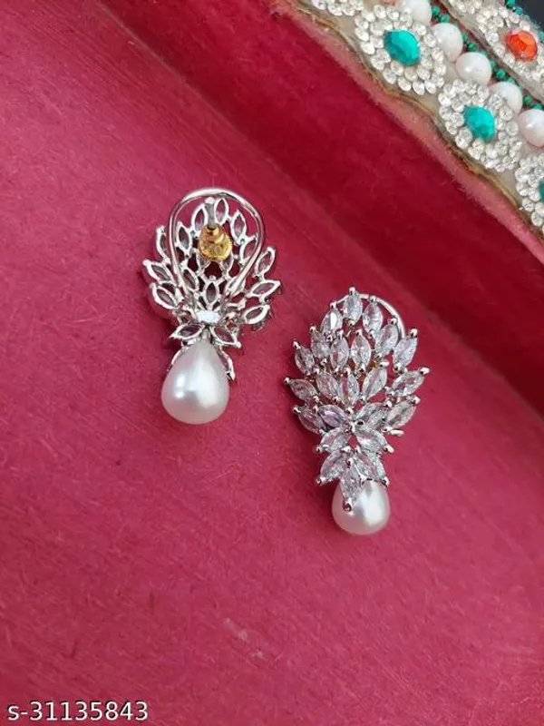Pearl_White_Brass_Silver_Plated_Classy_American_Diamond_Stud_Earrings_For_Women_And_Girls