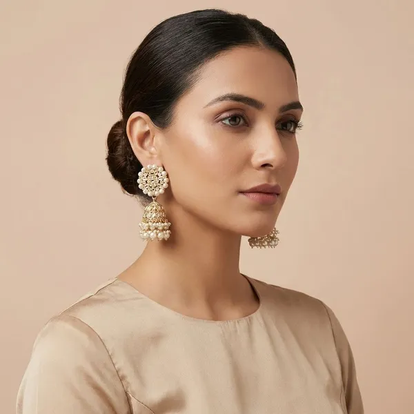 Pearl_White_Brass_Gold_Plated_2_Layer_Pearl_Jhumki_For_Women_And_Girls