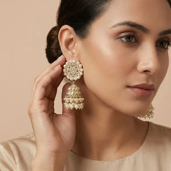 Pearl_White_Brass_Gold_Plated_2_Layer_Pearl_Jhumki_For_Women_And_Girls