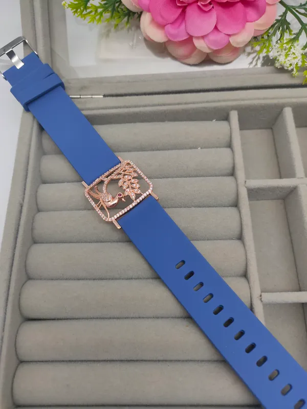 Rose_Gold_Plated_Wrist_Watch_Style_Belt_Bracelet_For_Women_And_Girls