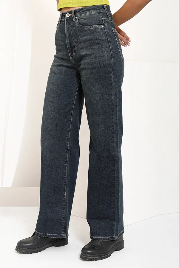 Black_Cotton_Lycra_Baddie_Vintage_Dirty_Wash_Wide_Leg_Jeans_For_Women_And_Girls