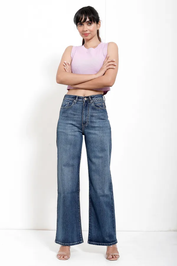 Blue_Cotton_Lycra_Dark_Wash_Embroidery_New_Style_Jeans_For_Women_And_Girls