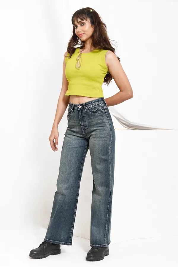 Deep_Shadow_Green_Wash_Cotton_Lycra_Wide_Leg_Jeans_For_Women_And_Girls