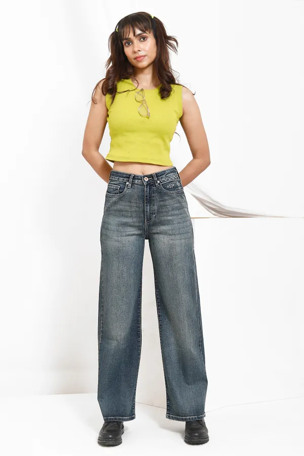 Deep_Shadow_Green_Wash_Cotton_Lycra_Wide_Leg_Jeans_For_Women_And_Girls