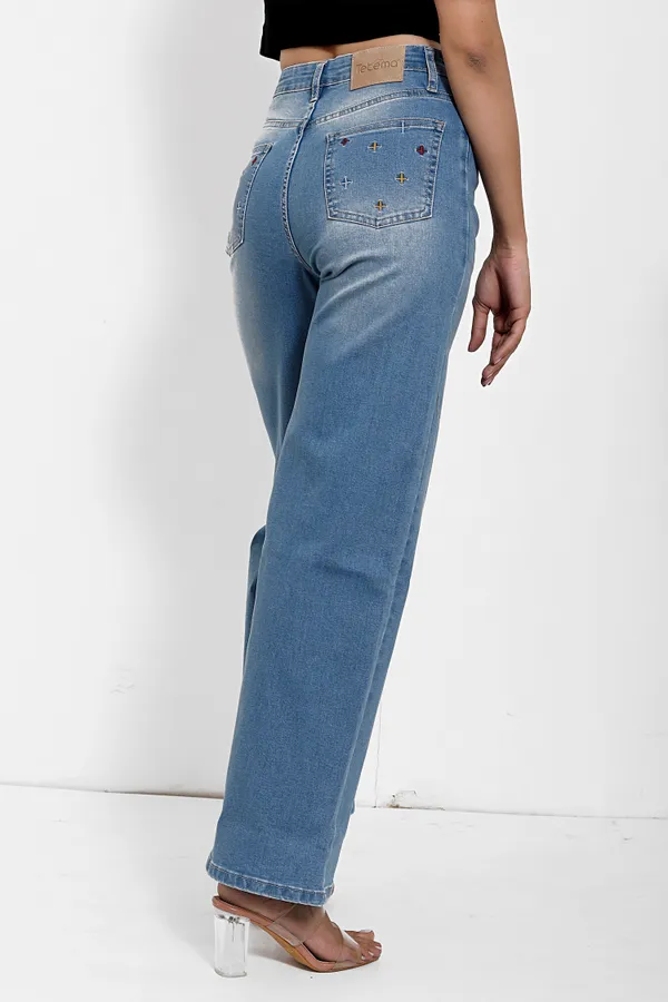 Ice_Hot_Cotton_Lycra_Embroidery_Back_Pocket_Wide_Leg_Jeans_For_Women_And_Girls
