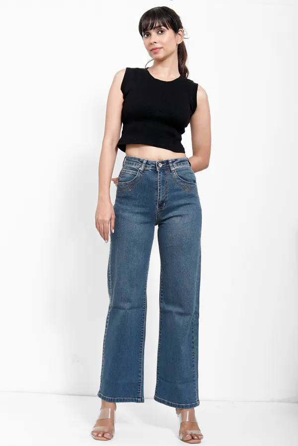 Stone_Blue_Cotton_Lycra_New_Trend_Embroidery_Jeans_For_Women_And_Girls