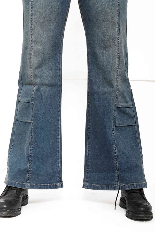 Dusty_Blue_Wash_Cotton_Lycra__Boot_Cut_Jeans_For_Women_And_Girls