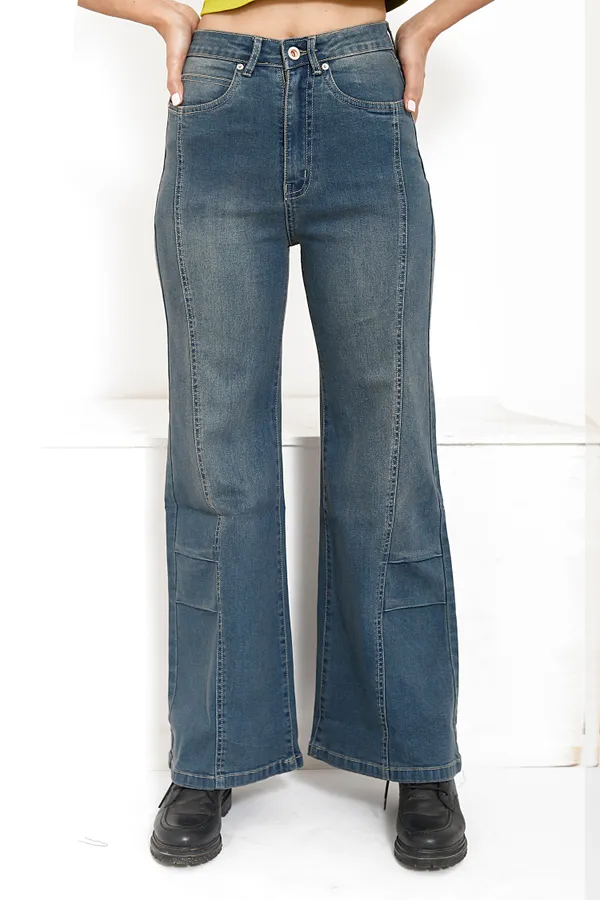 Dusty_Blue_Wash_Cotton_Lycra__Boot_Cut_Jeans_For_Women_And_Girls