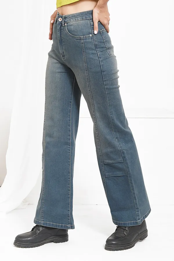 Dusty_Blue_Wash_Cotton_Lycra__Boot_Cut_Jeans_For_Women_And_Girls