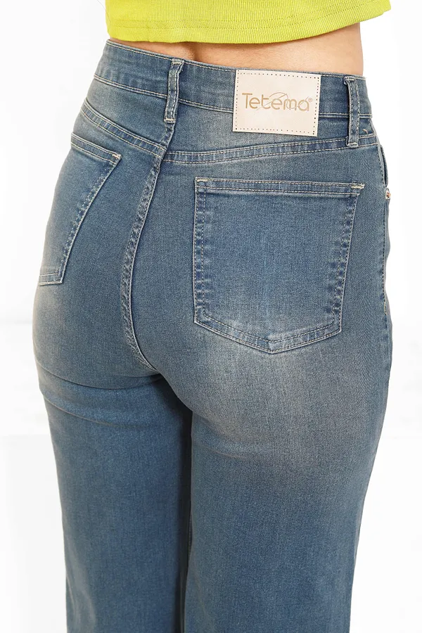 Dusty_Blue_Wash_Cotton_Lycra__Boot_Cut_Jeans_For_Women_And_Girls