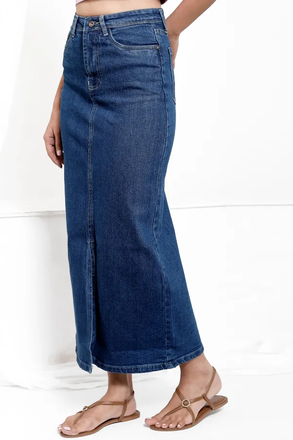 Blue_Stone_Tint_Wash_Cotton_Lycra_Long_Skirt_For_Women_And_Girls