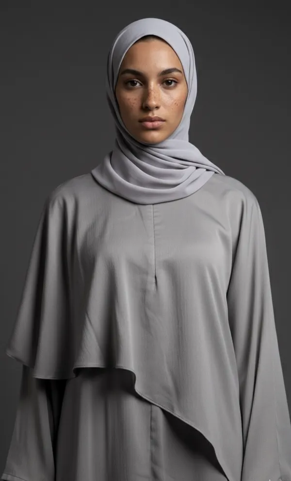 Light_Grey_Attached_Cape_Abaya_And_Scarf_For_Women