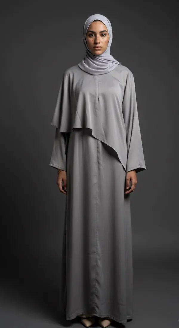 Light_Grey_Attached_Cape_Abaya_And_Scarf_For_Women