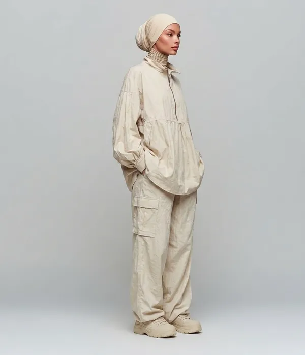 Cream_Cotton_Zip-up_Co-ord