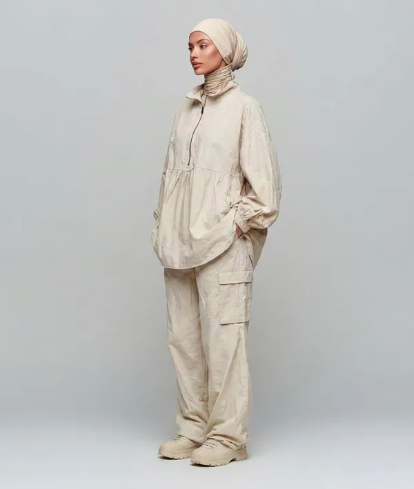 Cream_Cotton_Zip-up_Co-ord