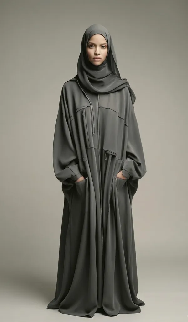 Charcoal_Zipper_Abaya_And_Georgette_Scarf_For_Women