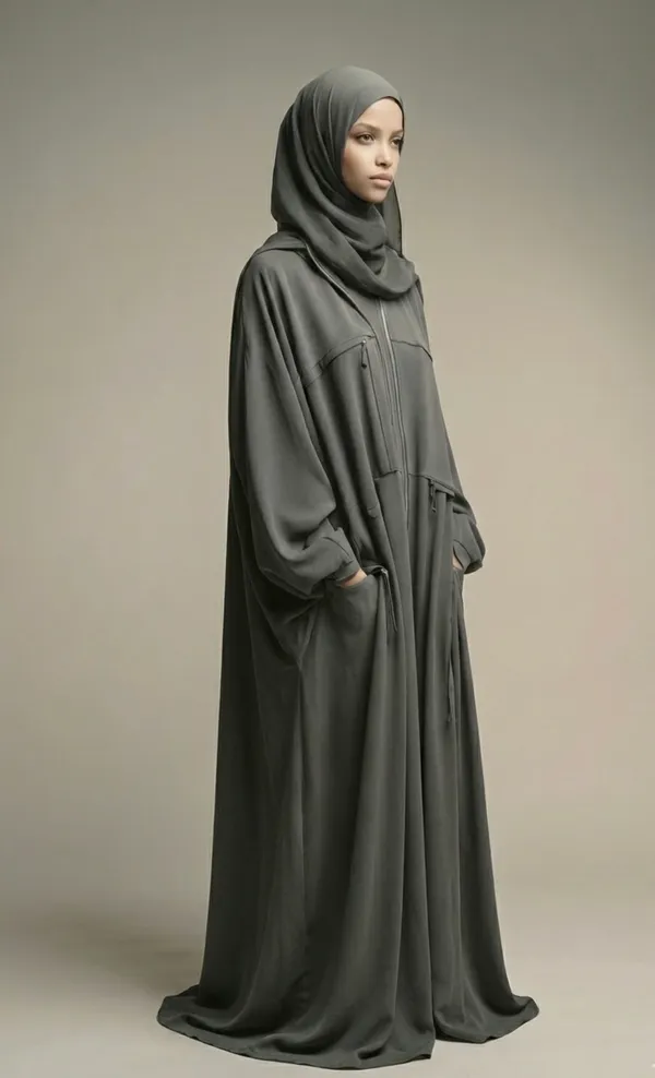 Charcoal_Zipper_Abaya_And_Georgette_Scarf_For_Women