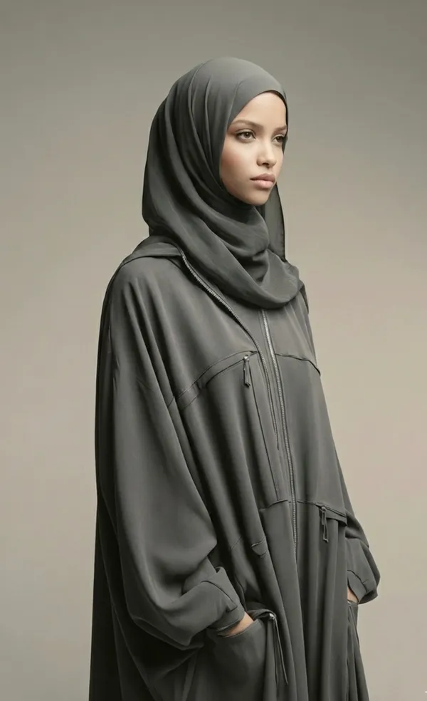 Charcoal_Zipper_Abaya_And_Georgette_Scarf_For_Women