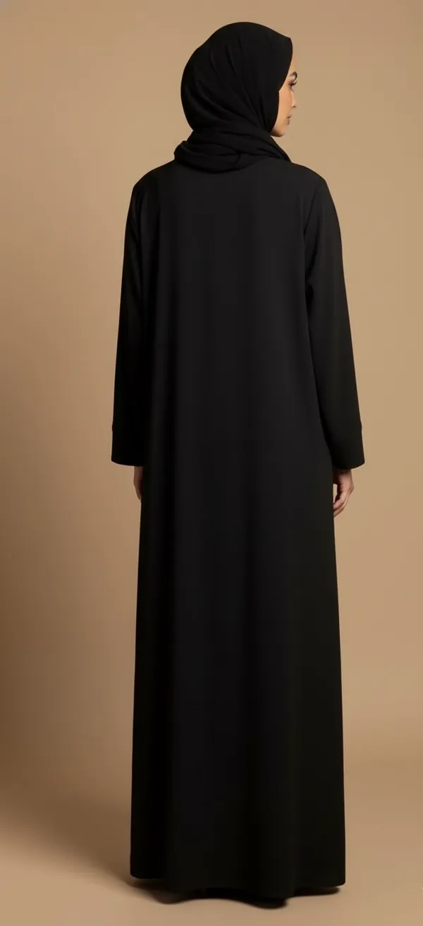 Black_Zip-Up_Abaya_And_Scarf_For_Women