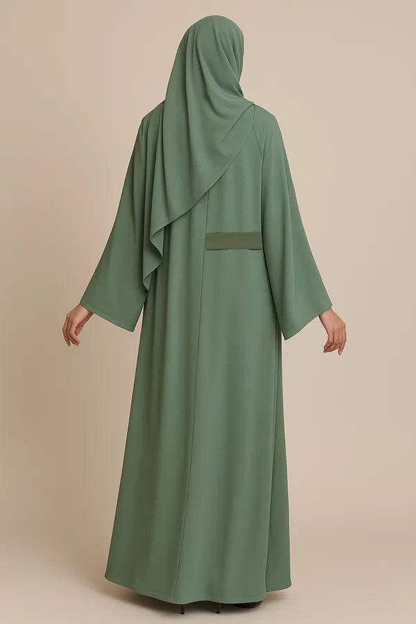 Sage_Belted_Abaya_and_Scarf_For_Women