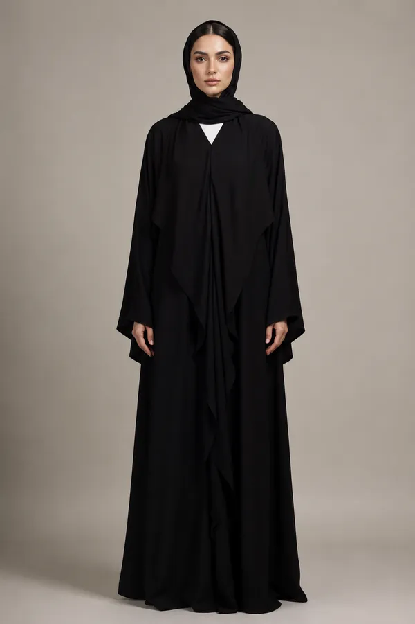 Black_Layered_Abaya_And_Scarf_For_Women