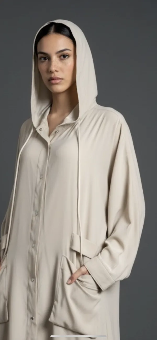 Beige_Hooded_Abaya_And_Scarf__For_Women