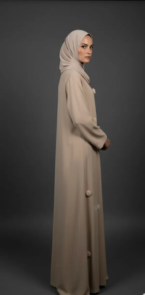 Beige_Floral_Abaya_And_Georgette_Scarf_For_Women