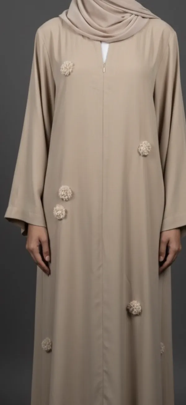 Beige_Floral_Abaya_And_Georgette_Scarf_For_Women