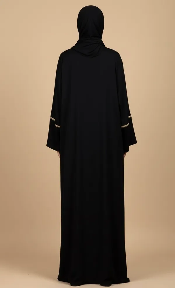 Black_Nida_Abaya_With_Gold_Lace_And_Scarf_For_Women