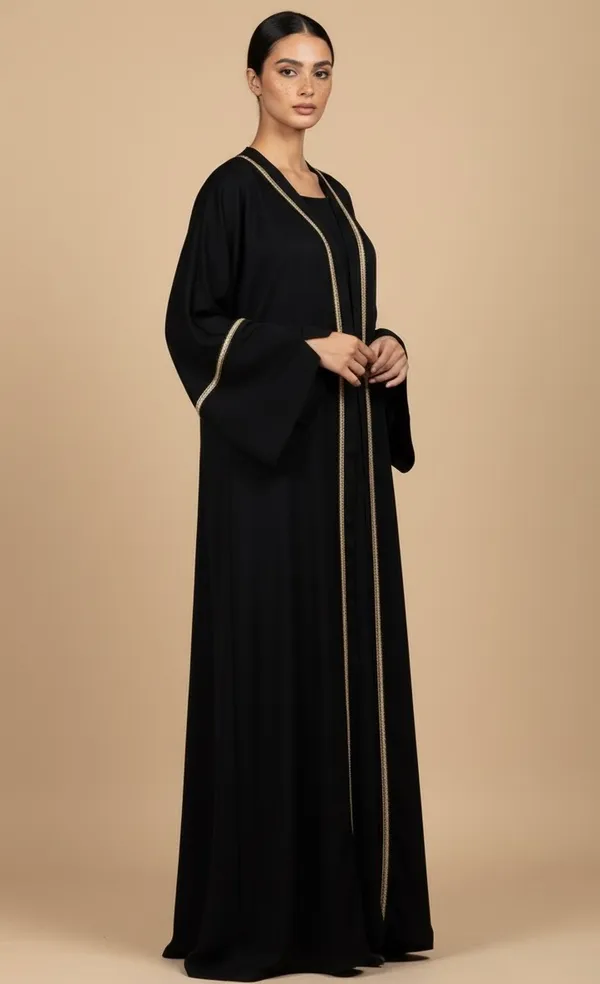 Black_Nida_Abaya_With_Gold_Lace_And_Scarf_For_Women