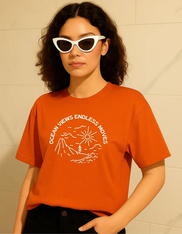 Orange_Cotton_Printed_T-Shirt_For_Women